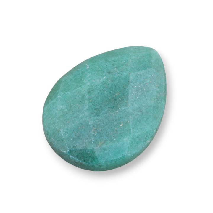 Cabochon Component Large Faceted Drop 30x40mm 1pc Green Aventurine