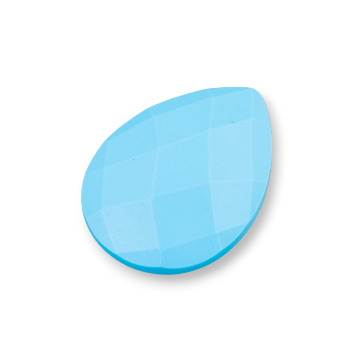 Cabochon Grosse Goutte Facette 30x40mm 1pc Pâte Turquoise