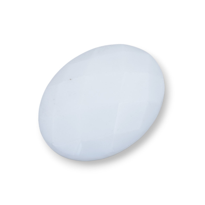 Grand Cabochon Ovale Facette Composant 30x40mm 1pc Agate Blanche