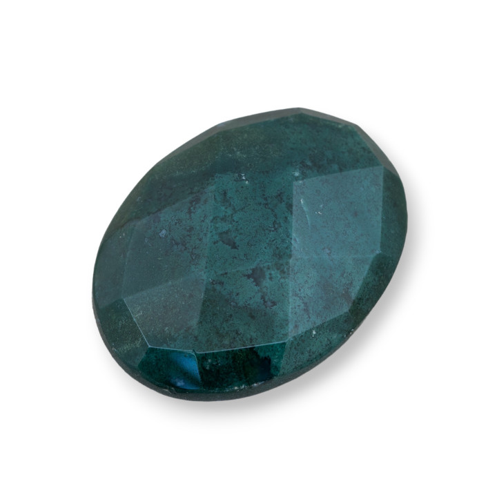 Große, ovale, facettierte Cabochon-Komponente, 30 x 40 mm, 1 Stück, Moosachat