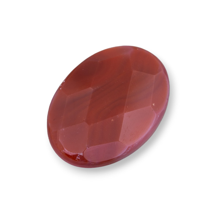 Cabochon Component Large Faceted Oval 30x40mm 1pc Red Agate