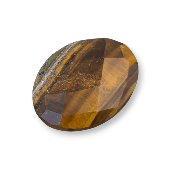 Large Oval Faceted Cabochon Component 30x40mm 1pc Tiger's Eye