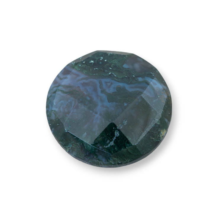 Στρογγυλό Faceted Cabochon Component 30mm 2τμχ Αχάτης βρύου