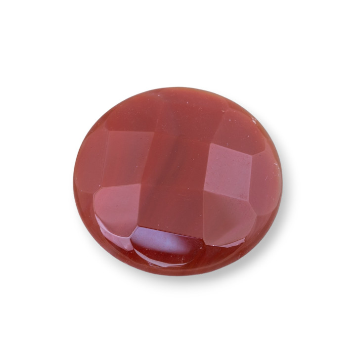 Cabochon Rond Facette 30mm 2pcs Cornaline Rouge
