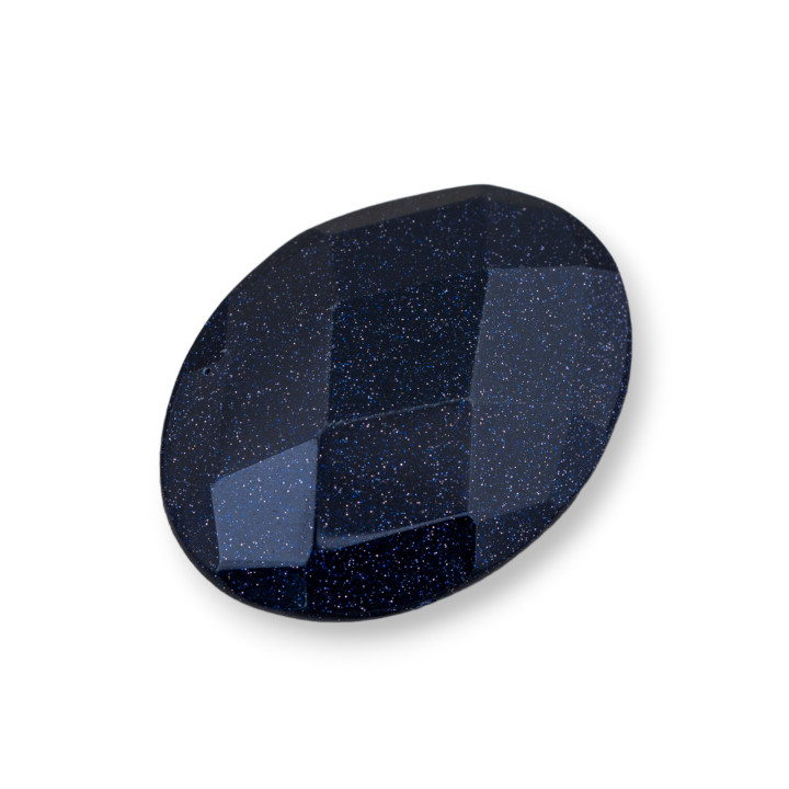 Grand Cabochon Ovale Facette Composant 30x40mm 1pc Pierre de Soleil Bleue