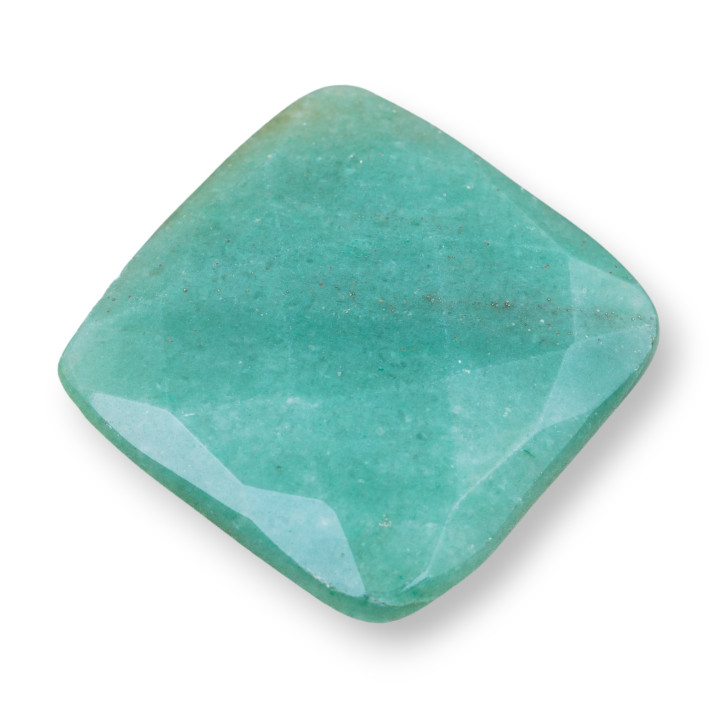 Komponenten-Cabochon, groß, quadratisch, facettiert, 40 mm, 1 Stück, grüner Aventurin