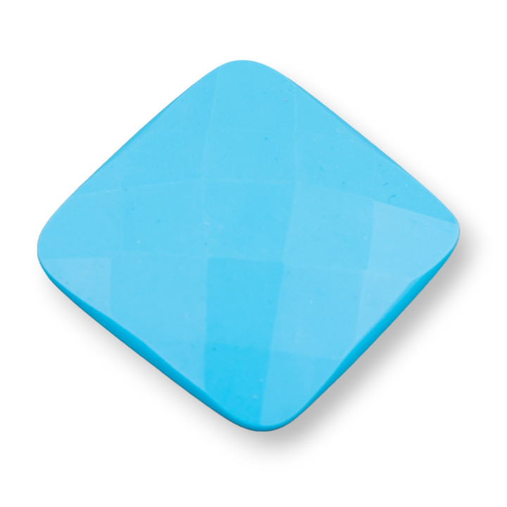 Cabochon Grand Carré Facette 40mm 1pc Pâte Turquoise