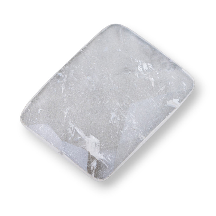Cabochon Component Large Faceted Rectangle 30x40mm 1pc Rock Crystal
