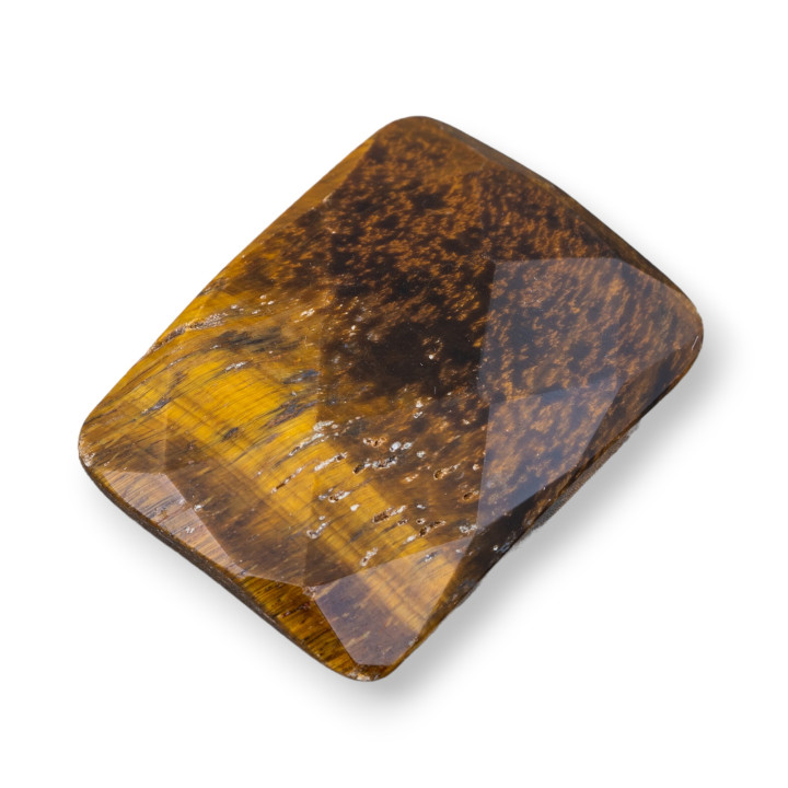 Componente Cabochon Grande Rettangolo Sfaccettato 30x40mm 1pz Occhio Di Tigre