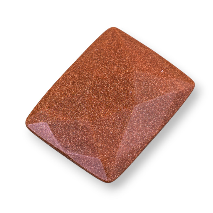 Cabochon Component Large Faceted Rectangle 30x40mm 1pc Sun Stone