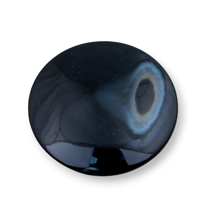 Componente Cabujón Redondo Grande 40mm 2pcs Ágata Negra