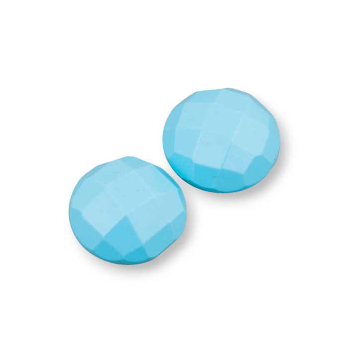 Composant Grand Cabochon Rond Facette 18mm 4pcs Pâte Turquoise