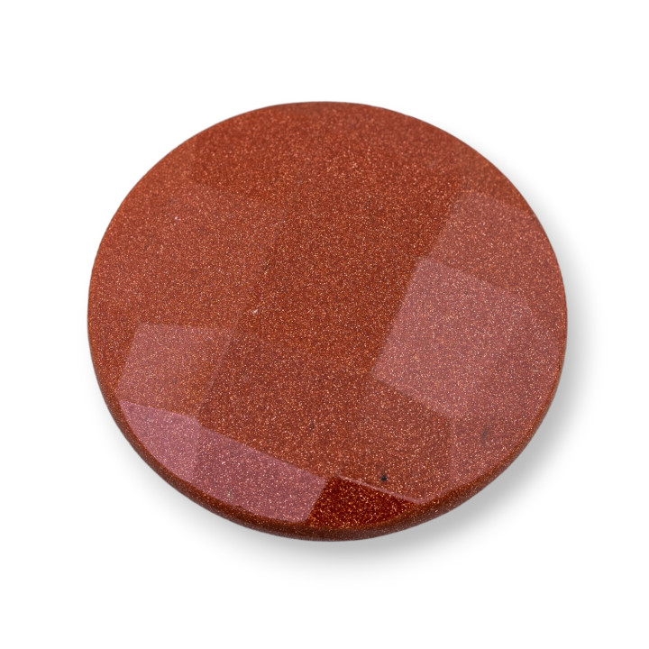 Large Round Faceted Cabochon Component 40mm 1pc Sunstone
