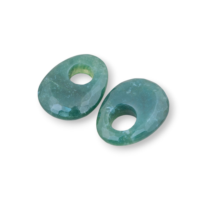 Creole Faceted Drops Component 18x22mm Moss Agate 4pcs