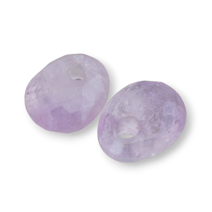 Kreolische Komponente Oval facettiert 20 x 25 mm Dicke 12 mm 3 Stk. Amethyst Lavendel