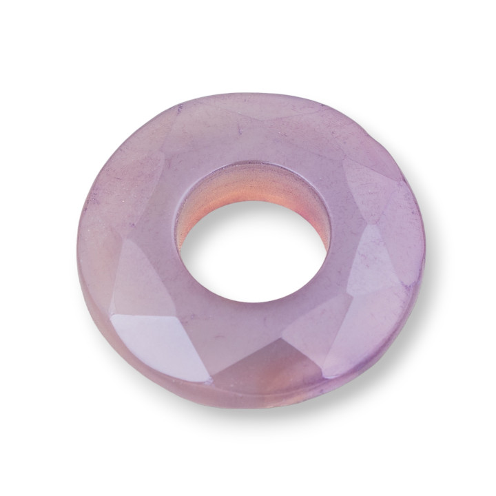 Componente Creola Tondo Forato Sfaccettato 35mm 2pz Agata Brasiliana