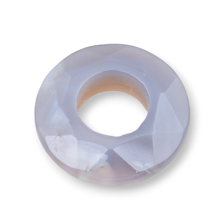 Creole Round Perforated Faceted Component 35mm 2pcs Gray Agate