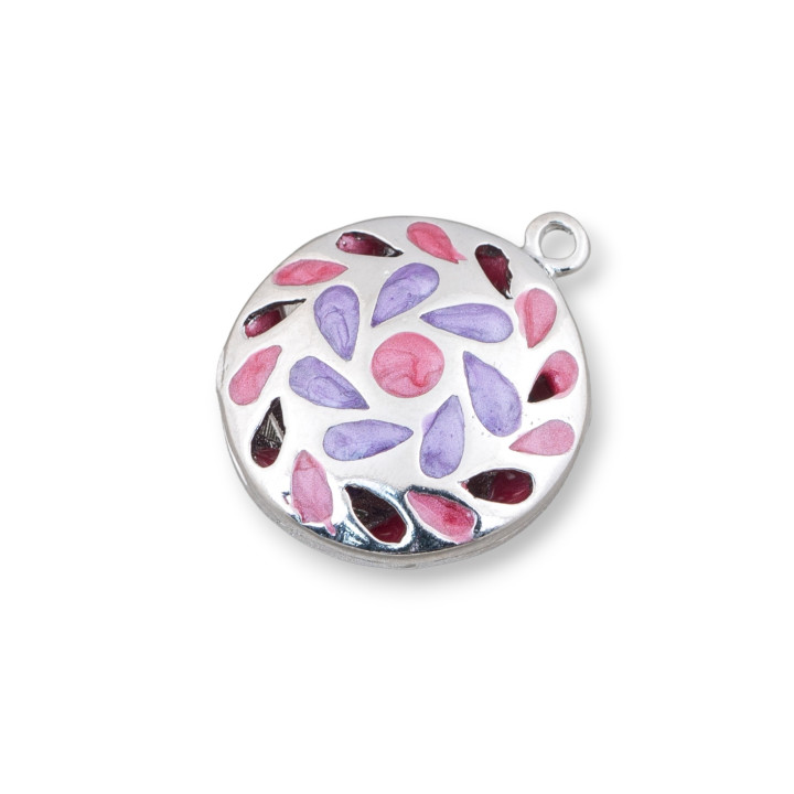 Connecteur Composant Laiton émaillé Perles Pendentif Plat Rond 20mm 6pcs