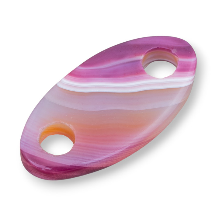 Creole Oval Component 30x60mm 2τμχ Ριγέ Μωβ Αχάτης