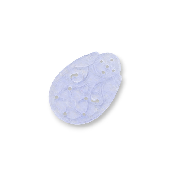 Burma Jade Component Engraved Plate 2pcs 26x36mm Lilac