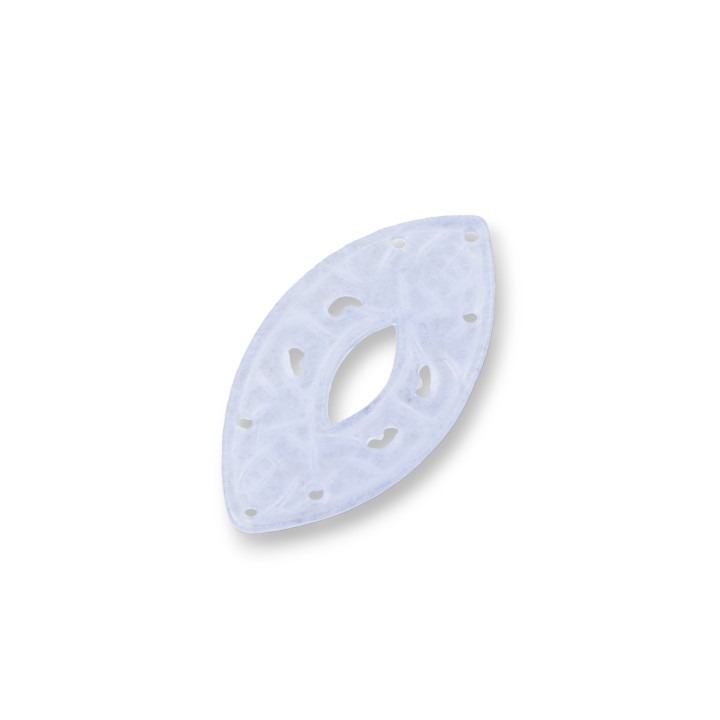 Burmesische Jade Komponente Gravierte Platte 2 Stück Oval 23x43mm Flieder