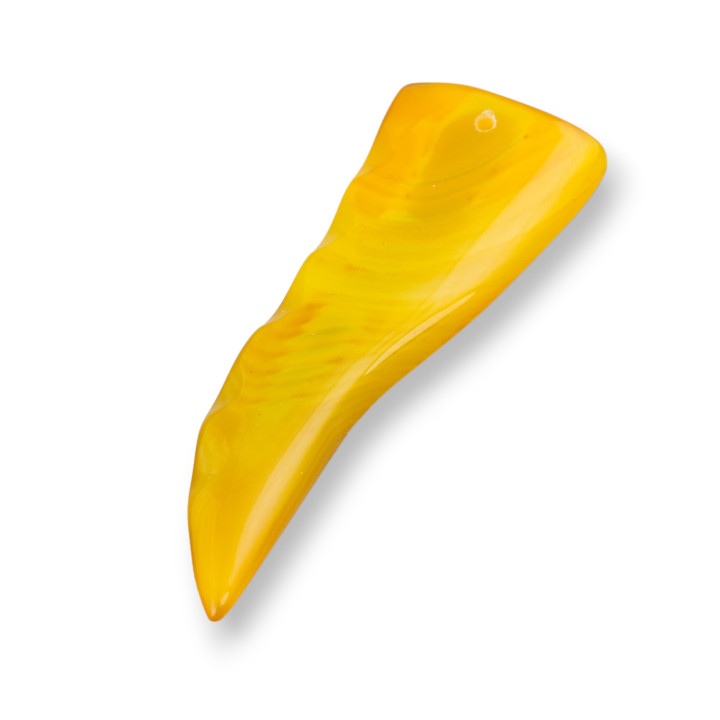 Componente Pendente Cornetto 24x65mm 2pz Agata Gialla