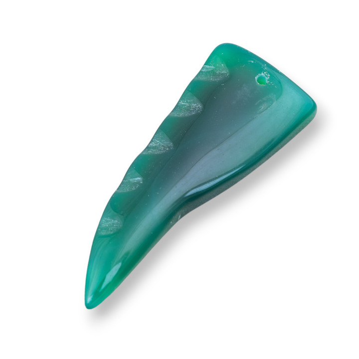 Cornetto Pendentif Composant 24x65mm 2pcs Agate Verte