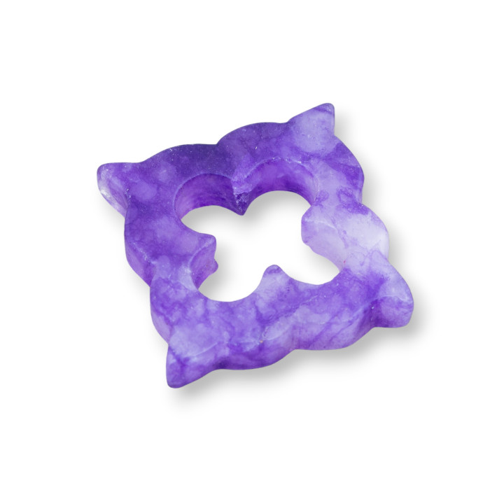 Horn Pendant Component 33mm Without Hole 2pcs Purple Quartz