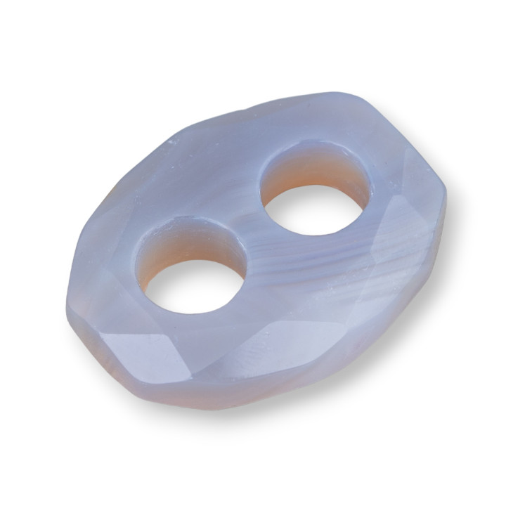 Composant Pendentif Ovale Perforé Facette 28x35mm 2pcs Agate Grise