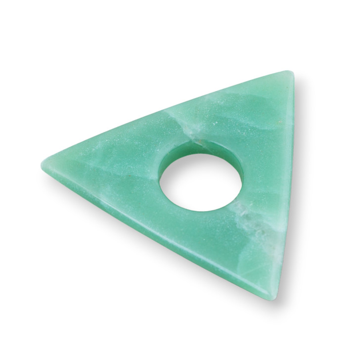 Componente Pendente Triangolo Ondulato Forato 50x50mm Avventurina Verde
