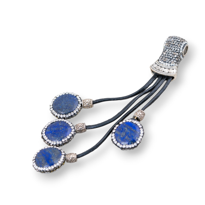 Componente Pendente Di Marcasite Strass Con Perline Di Pietre Dure 110mm