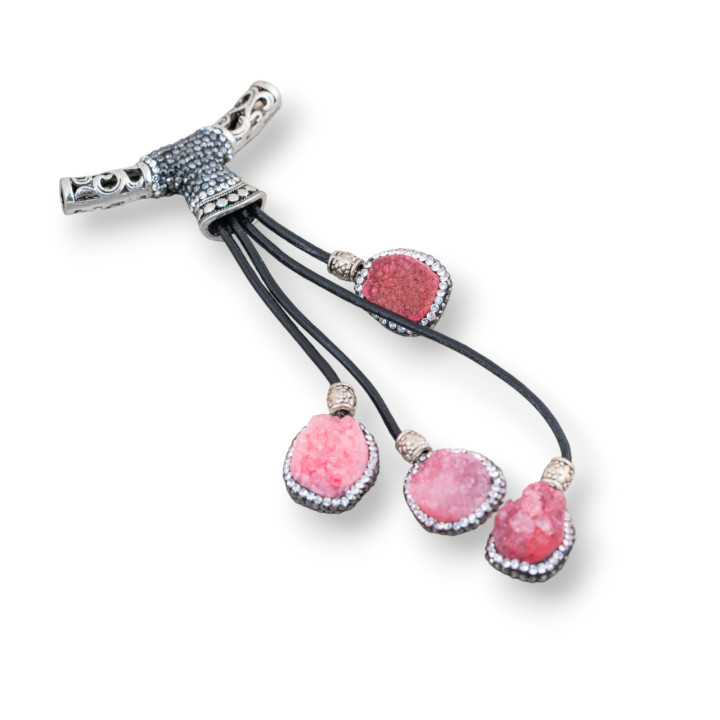Composant pendentif marcassite strass avec perles de pierres précieuses 110mm MOD3