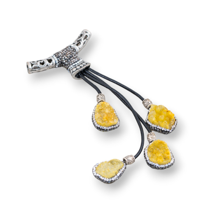 Composant pendentif marcassite strass avec perles de pierres précieuses 110mm MOD8