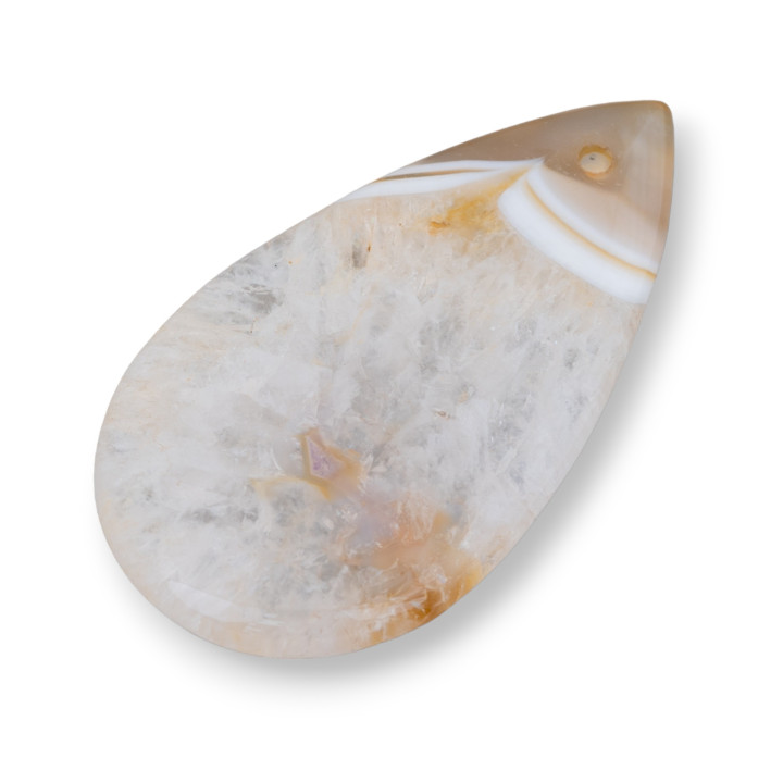 Pendentif Goutte Composant 32x56mm 2pcs Agate Marron Rayée