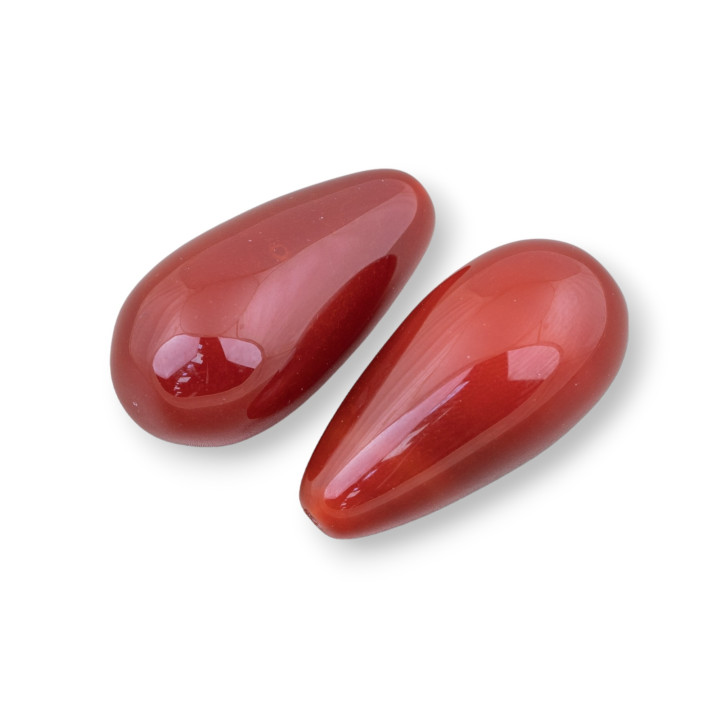 Componente Pendente Goccia Briolette 16x30mm 4pz Agata Rossa