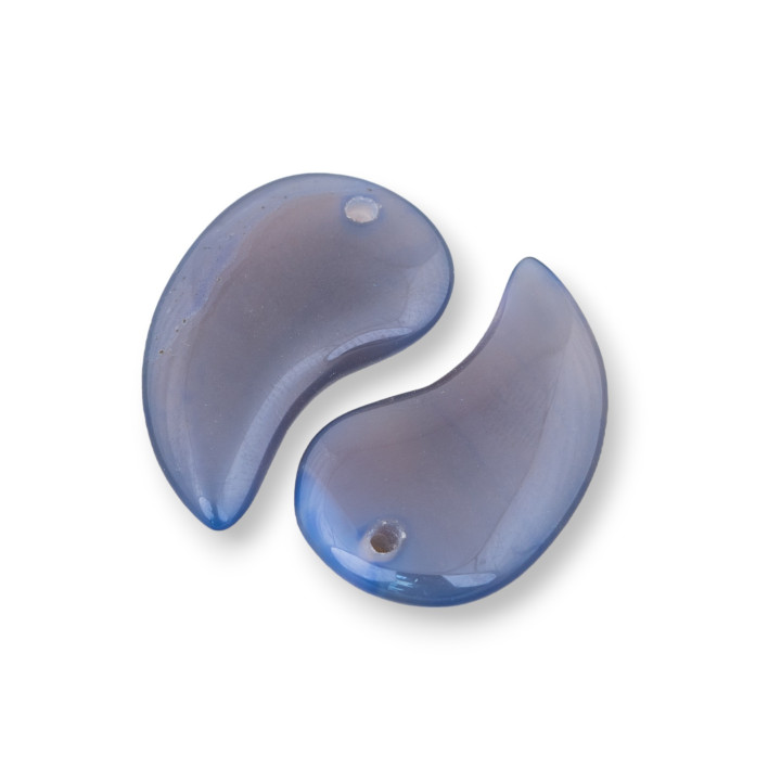 Comma Drop Pendentif Composant 20x30mm 6pcs Bleu Clair Agate Gris