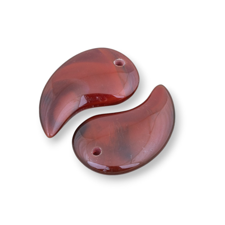 Componente Pendente Goccia Virgola 20x30mm 6pz Agata Rossa Scura