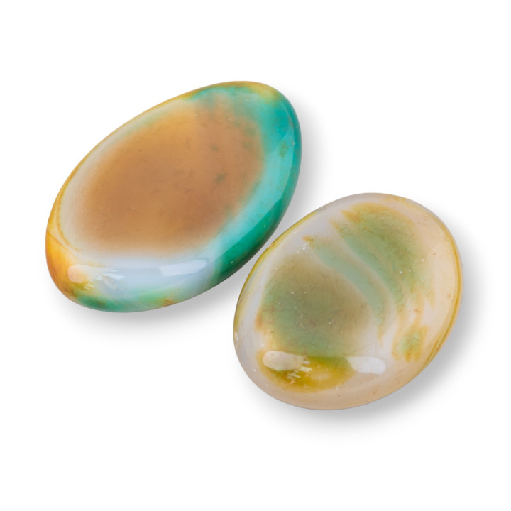 Componente de piedras caídas sin agujero 26-50 mm 2 piezas de ágata verde estriada