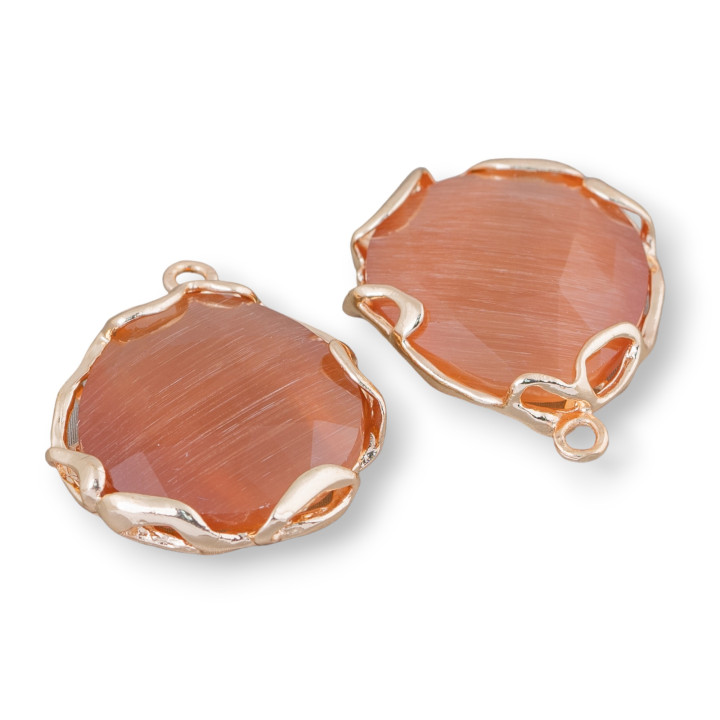 Connettore Componente Di Ottone Irregolare Con Occhio Di Gatto 24mm 4pz Dorato Terra