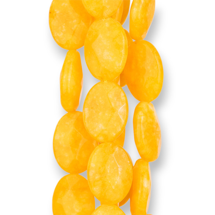 Yellow Jade Oval Flat Faceted 13x18mm