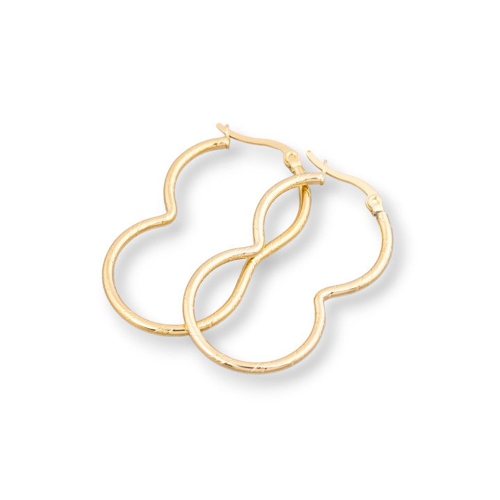 Boucles d'Oreilles Acier Fantaisie 25x45mm 5 Paires Doré