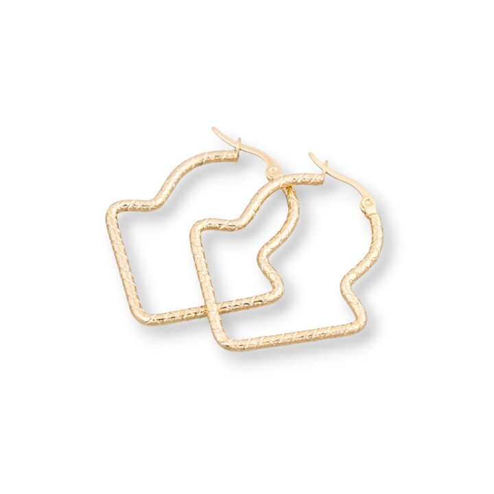 Fantasy Steel Ohrringe 33x40mm 5 Paar Golden