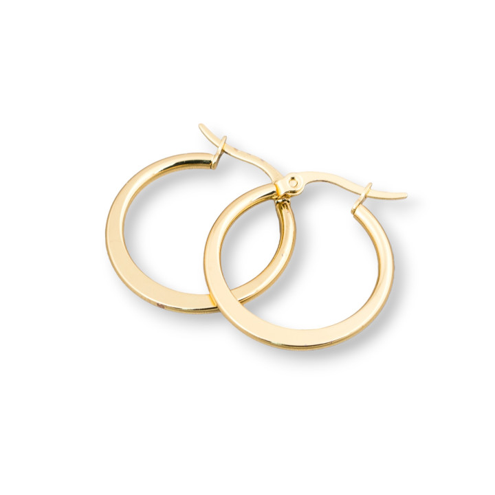 Smooth Steel Flat Hoop Earrings 25mm 10 Pairs Gold
