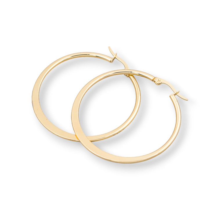 Smooth Steel Flat Hoop Earrings 45mm 5 Pairs Gold