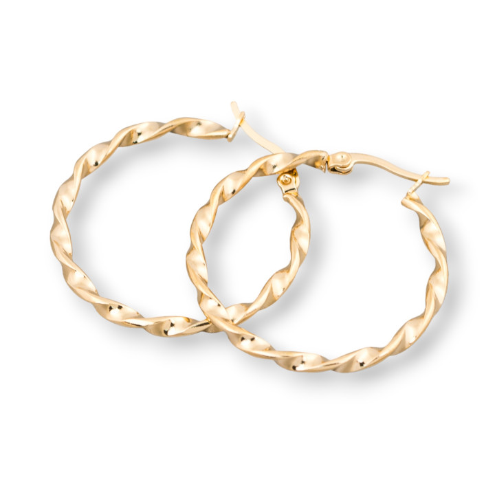 Smooth Steel Twist Hoop Σκουλαρίκια 35mm 6 Ζεύγη Χρυσό