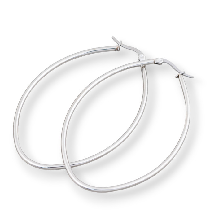 Pendientes Ovalados Acero Liso 55mm 5 Pares