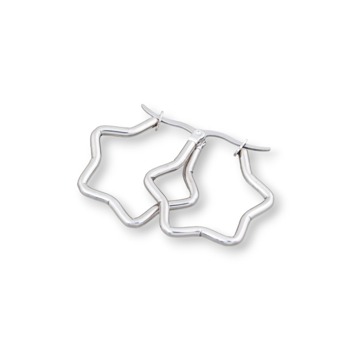 Boucles d'Oreilles Etoile Acier Lisse 25mm 10Paires