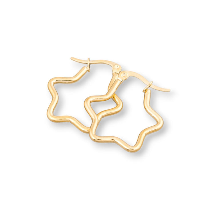 Pendientes Estrella Acero Liso 25mm 10 Pares Dorado