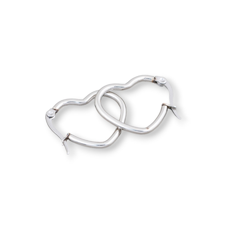 Smooth Steel Heart Earrings 25mm 8 Pairs