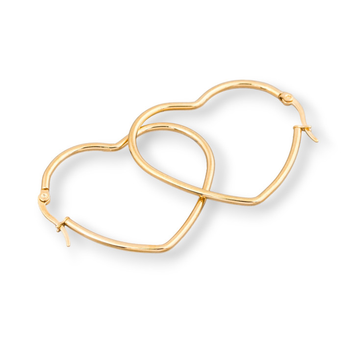 Pendientes Corazón Acero Liso 45mm 5 Pares Dorado